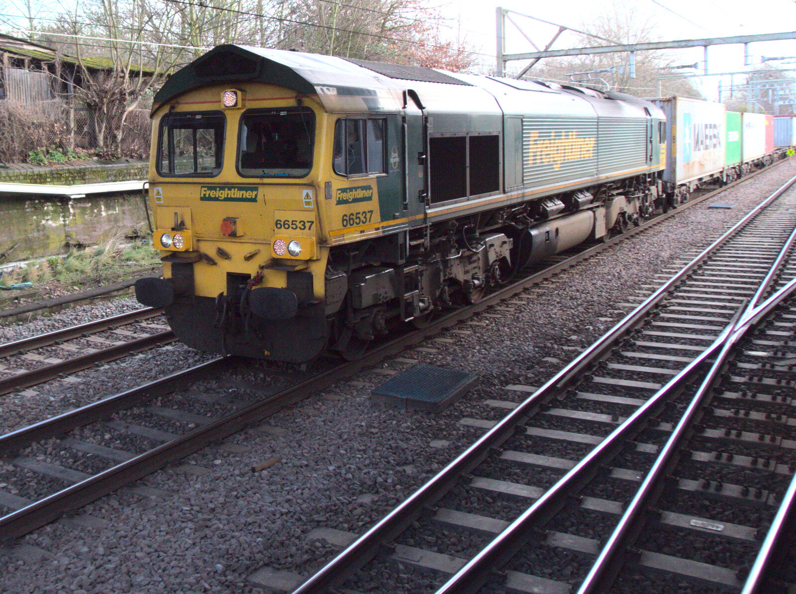 Broken-down Freight Trains, Manor Park, London - 28th January 2020: 66537 has broken down and delayed everything