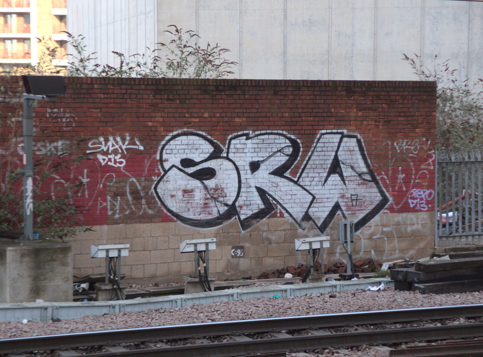 Broken-down Freight Trains, Manor Park, London - 28th January 2020: SRW tag on a wall near Stratford
