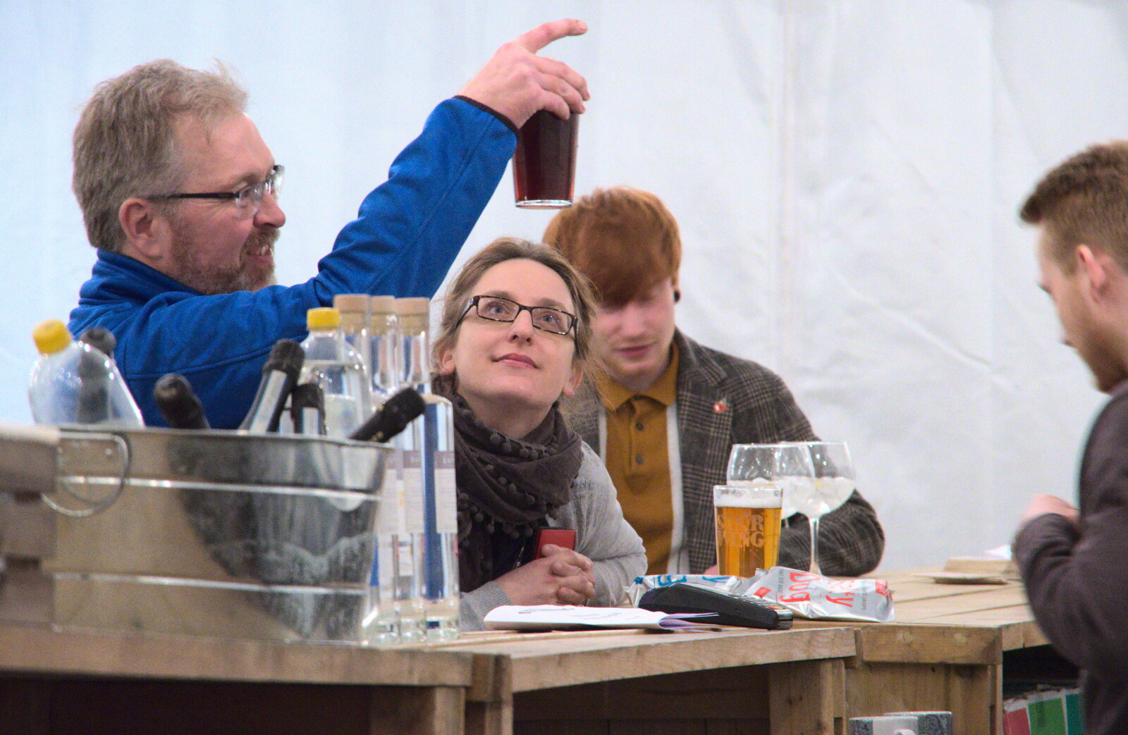 Marc checks his pint from The Star Wing Winter Beer Fest, Redgrave, Suffolk - 31st January 2020