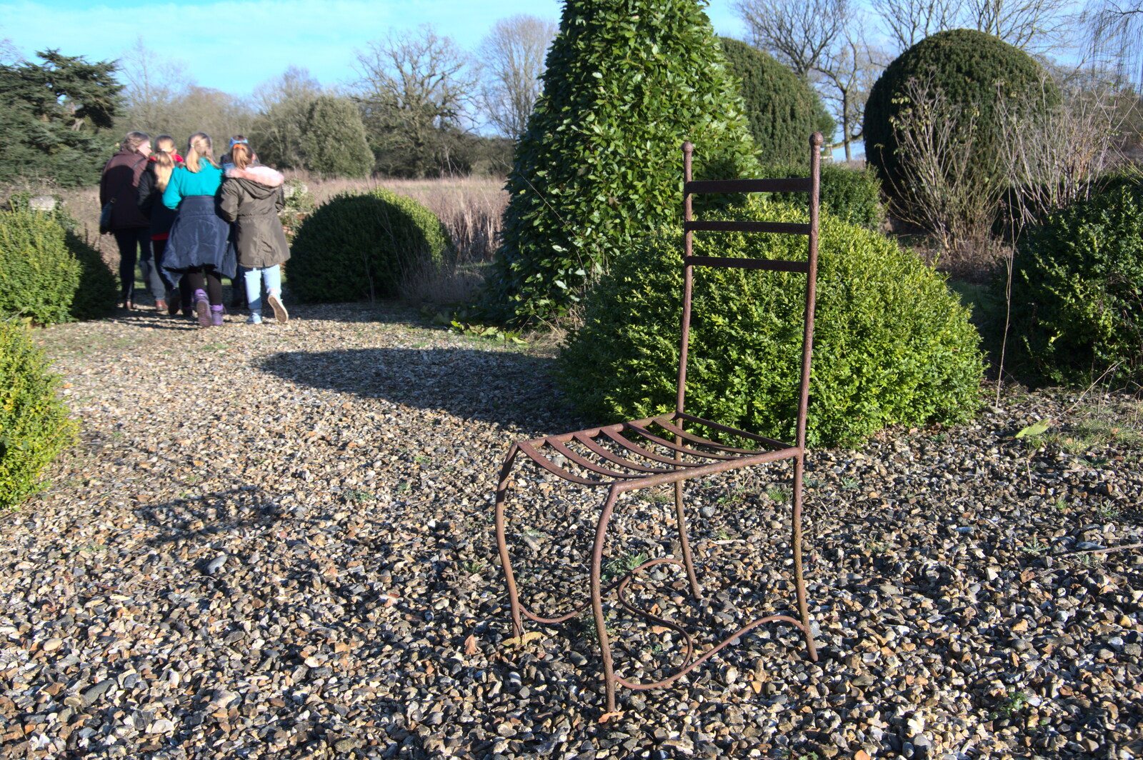 An iron chair from Snowdrops at Talconeston Hall, Tacolneston, Norfolk - 7th February 2020