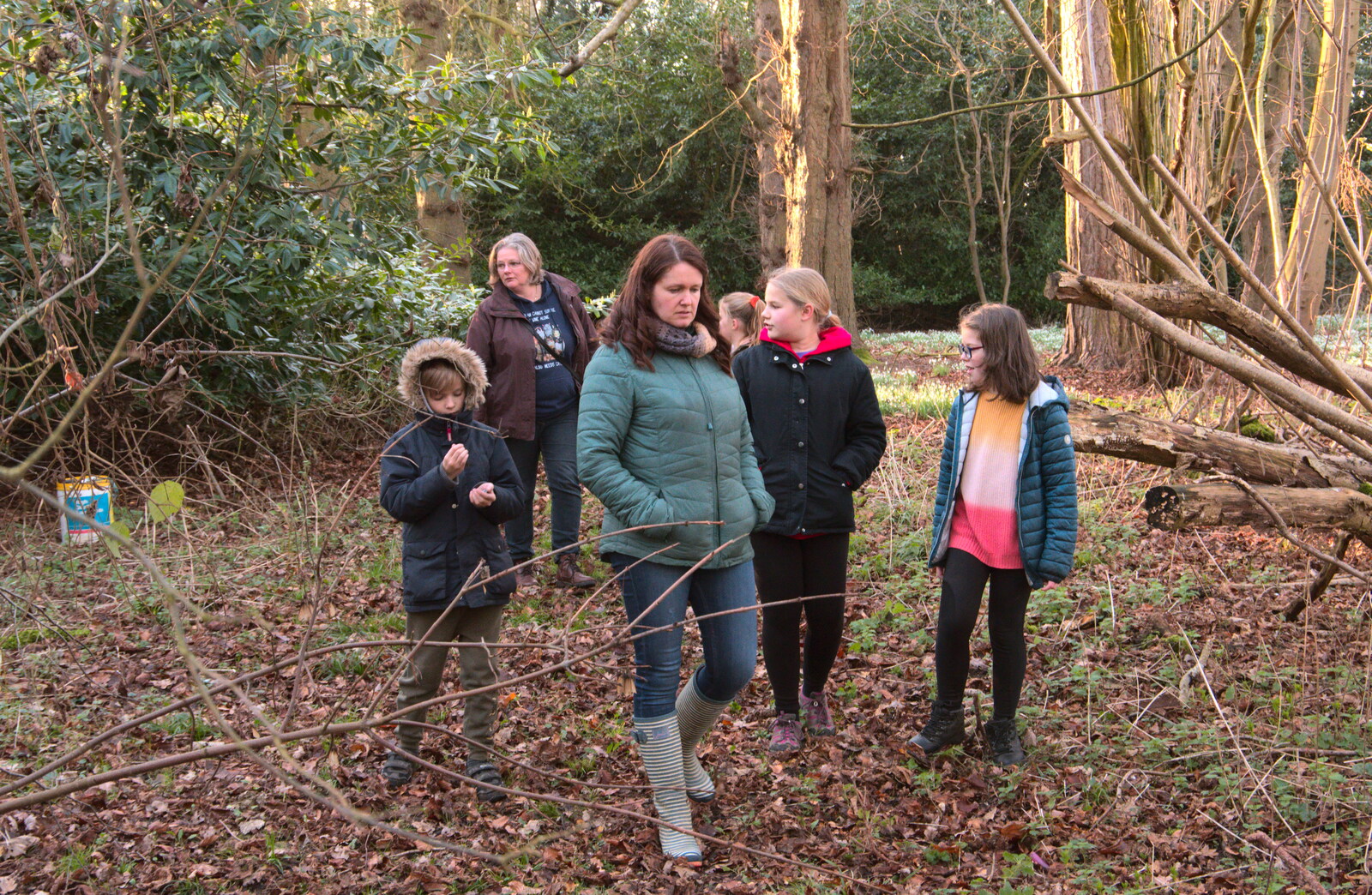The gang in the woods from Snowdrops at Talconeston Hall, Tacolneston, Norfolk - 7th February 2020