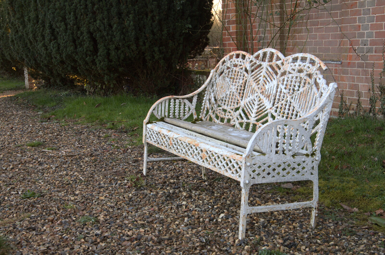 A wrought-iron bench from Snowdrops at Talconeston Hall, Tacolneston, Norfolk - 7th February 2020