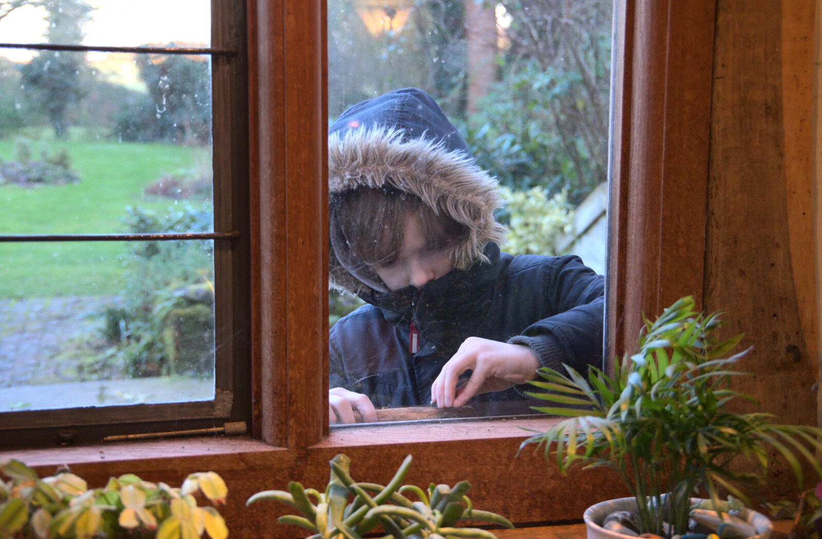 Harry's doing some more whittling outside from Snowdrops at Talconeston Hall, Tacolneston, Norfolk - 7th February 2020