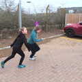 Sophie and Fred run around in the car park, Clip and Climb, The Havens, Ipswich - 15th February 2020