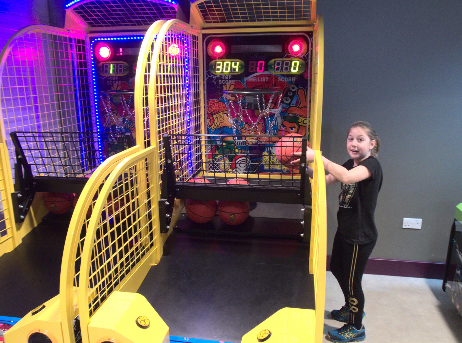 Sophie fishes basketballs out from Clip and Climb, The Havens, Ipswich - 15th February 2020