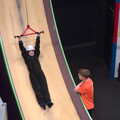 Fred gets dragged up the vertical drop slide, Clip and Climb, The Havens, Ipswich - 15th February 2020