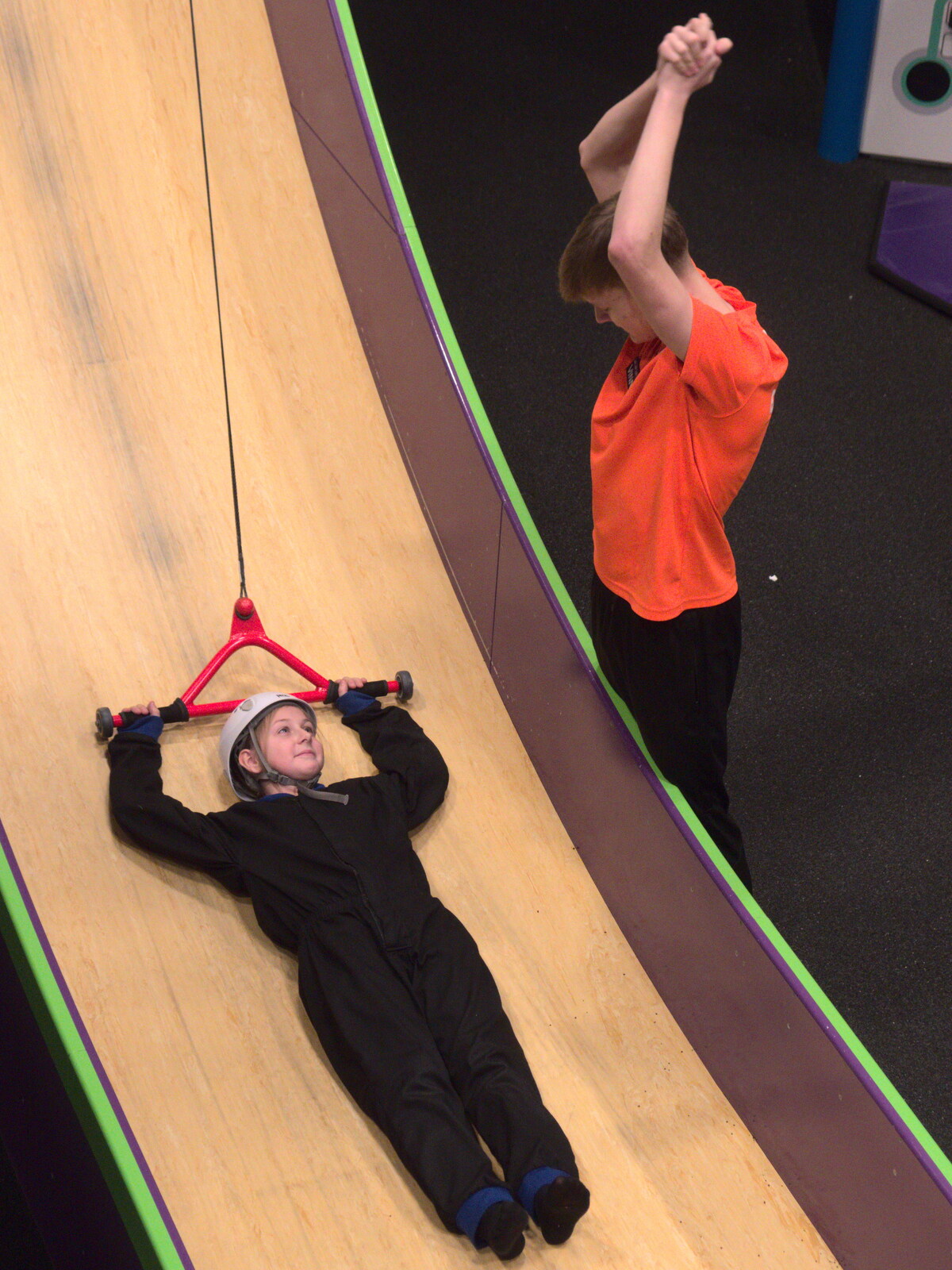 Soph goes up the slide from Clip and Climb, The Havens, Ipswich - 15th February 2020
