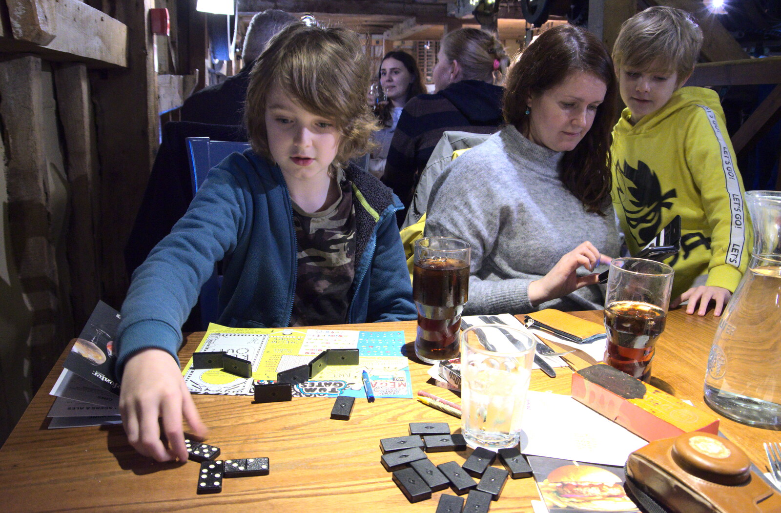 Fred and Nosher play dominoes from A Trip to Harry Potter World, Leavesden, Hertfordshire - 16th February 2020