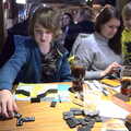 Fred and Nosher play dominoes, A Trip to Harry Potter World, Leavesden, Hertfordshire - 16th February 2020
