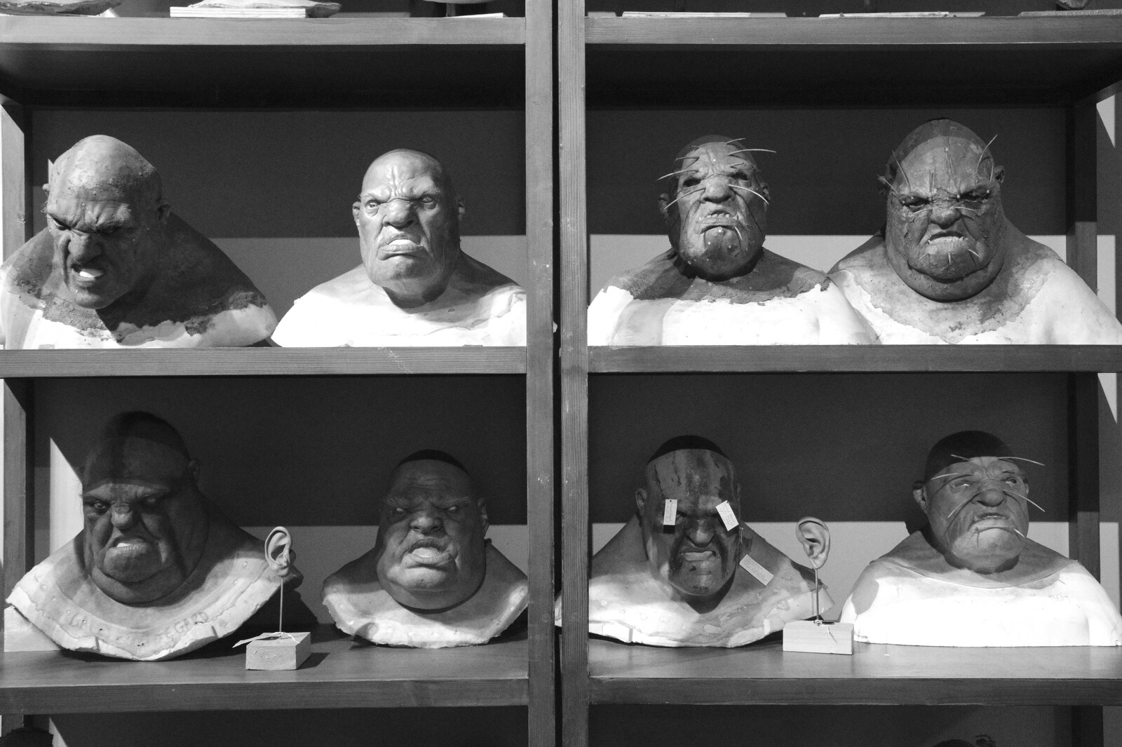 A shelf full of troll heads from A Trip to Harry Potter World, Leavesden, Hertfordshire - 16th February 2020
