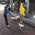 The boys are surrounded by ducks, HMS Belfast and the South Bank, Southwark, London - 17th February 2020