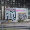 Graffiti on a container building, HMS Belfast and the South Bank, Southwark, London - 17th February 2020