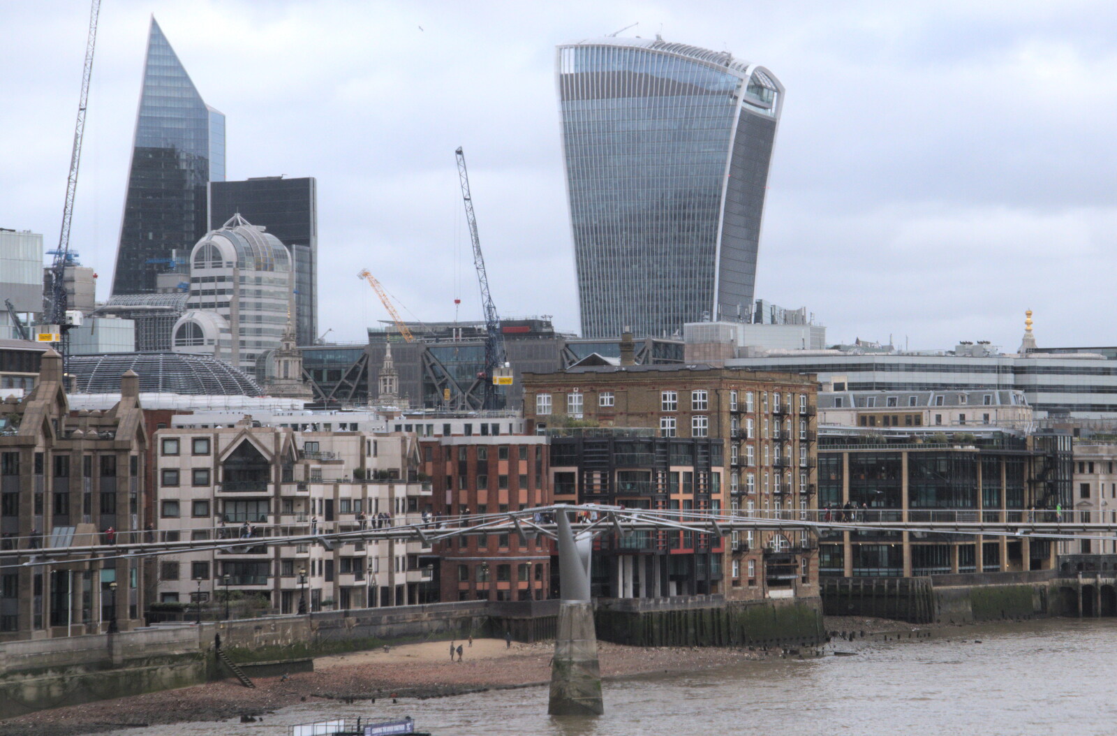 The Wobbly Bridge, and the Walkie Talkie from HMS Belfast and the South Bank, Southwark, London - 17th February 2020