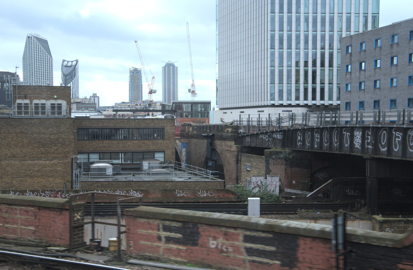 A grim view from the train from HMS Belfast and the South Bank, Southwark, London - 17th February 2020