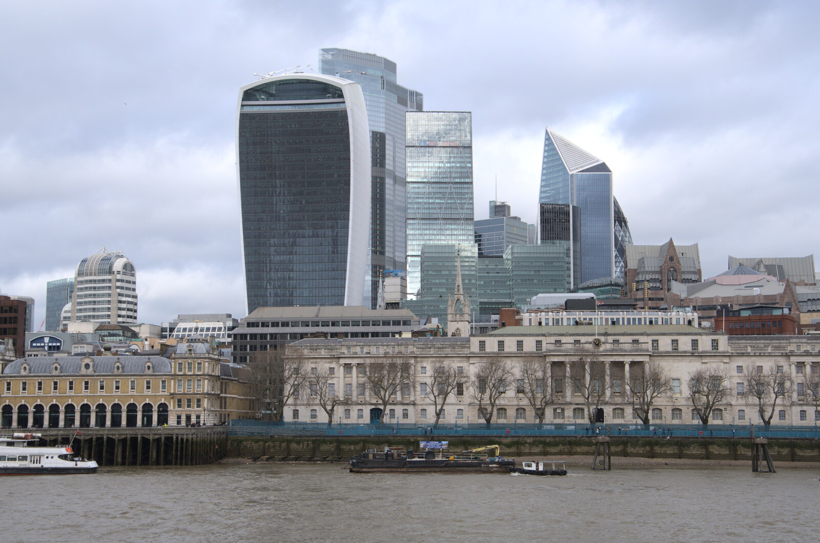 Buildings in East Cheap from HMS Belfast and the South Bank, Southwark, London - 17th February 2020