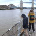Harry peers into the Thames, HMS Belfast and the South Bank, Southwark, London - 17th February 2020