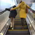 Harry and Isobel on the escalator, HMS Belfast and the South Bank, Southwark, London - 17th February 2020