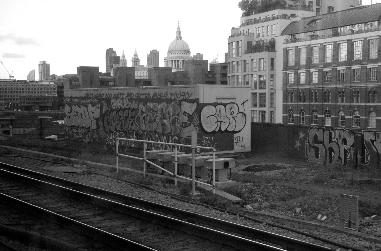Urban graffiti, and St. Paul's Cathedral from HMS Belfast and the South Bank, Southwark, London - 17th February 2020