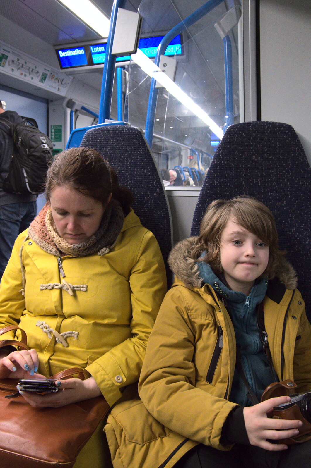 Fred has a look of Ennui on the train from HMS Belfast and the South Bank, Southwark, London - 17th February 2020