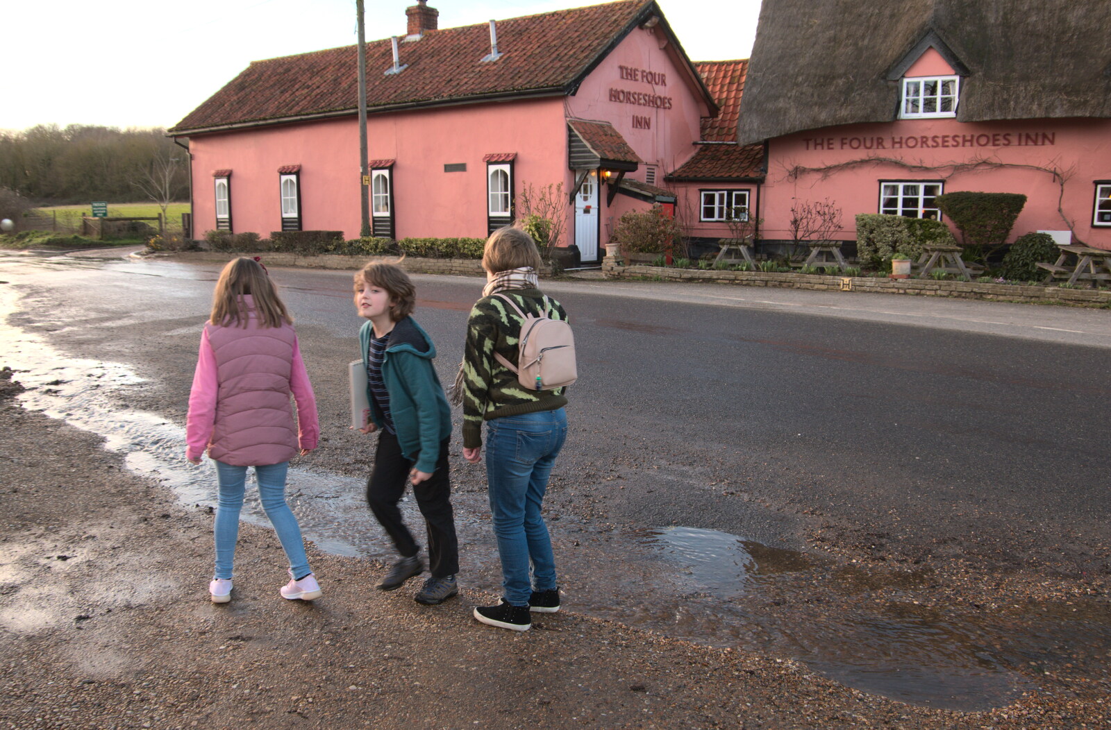 Hanging around by the puddles from Sunday Lunch and a SwiftKey Trip to Nando's, Thornham and Bayswater - 22nd February 2020