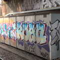 Colourful trackside graffiti, Another Trip to Nandos, Bayswater, London - 26th February 2020