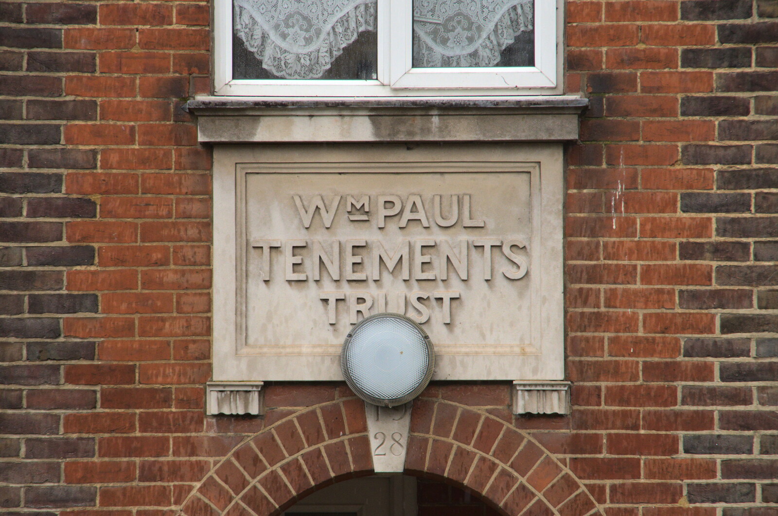 The 1928 William Paul Tenements Trust sign from Fred's Flute Exam, Ipswich, Suffolk - 5th March 2020