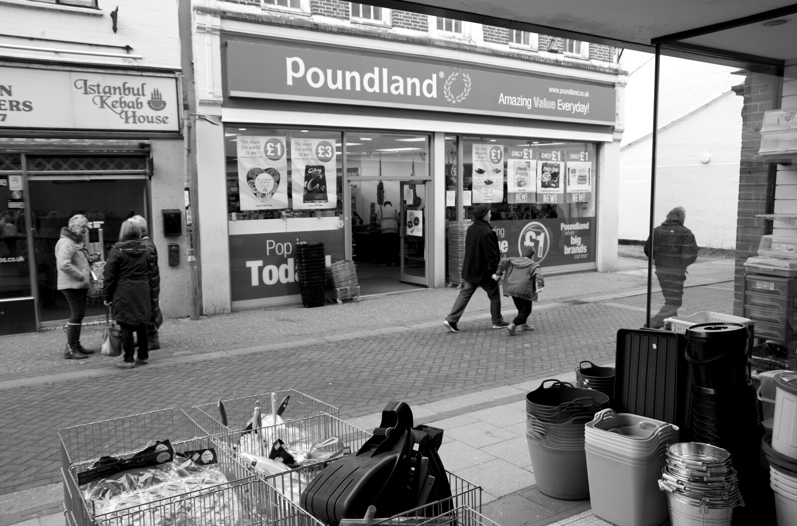 A view of Poundland, which was once Woolworth's from A Trip to High Lodge, Brandon, Suffolk - 7th March 2020