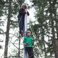 Fred and Harry on a tipi climbing frame, A Trip to High Lodge, Brandon, Suffolk - 7th March 2020