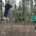 The boys in a tangle of ropes, A Trip to High Lodge, Brandon, Suffolk - 7th March 2020