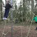 The boys in a tangle of ropes, A Trip to High Lodge, Brandon, Suffolk - 7th March 2020