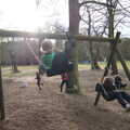 The boys have a swing, A Trip to High Lodge, Brandon, Suffolk - 7th March 2020