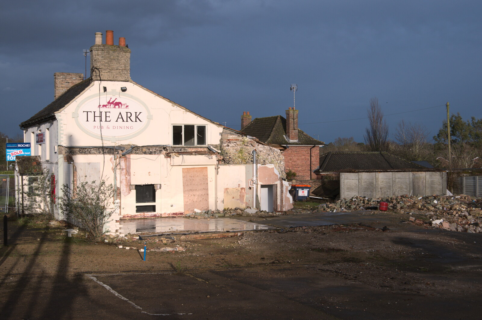 The partly-demolished Ark pub in Thetford from A Trip to High Lodge, Brandon, Suffolk - 7th March 2020