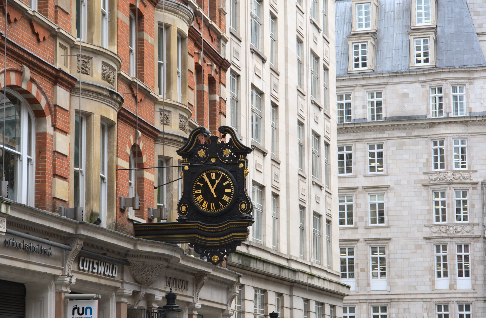 A big clock on Southampton Street from A SwiftKey Memorial Service, Covent Garden, London  - 13th March 2020