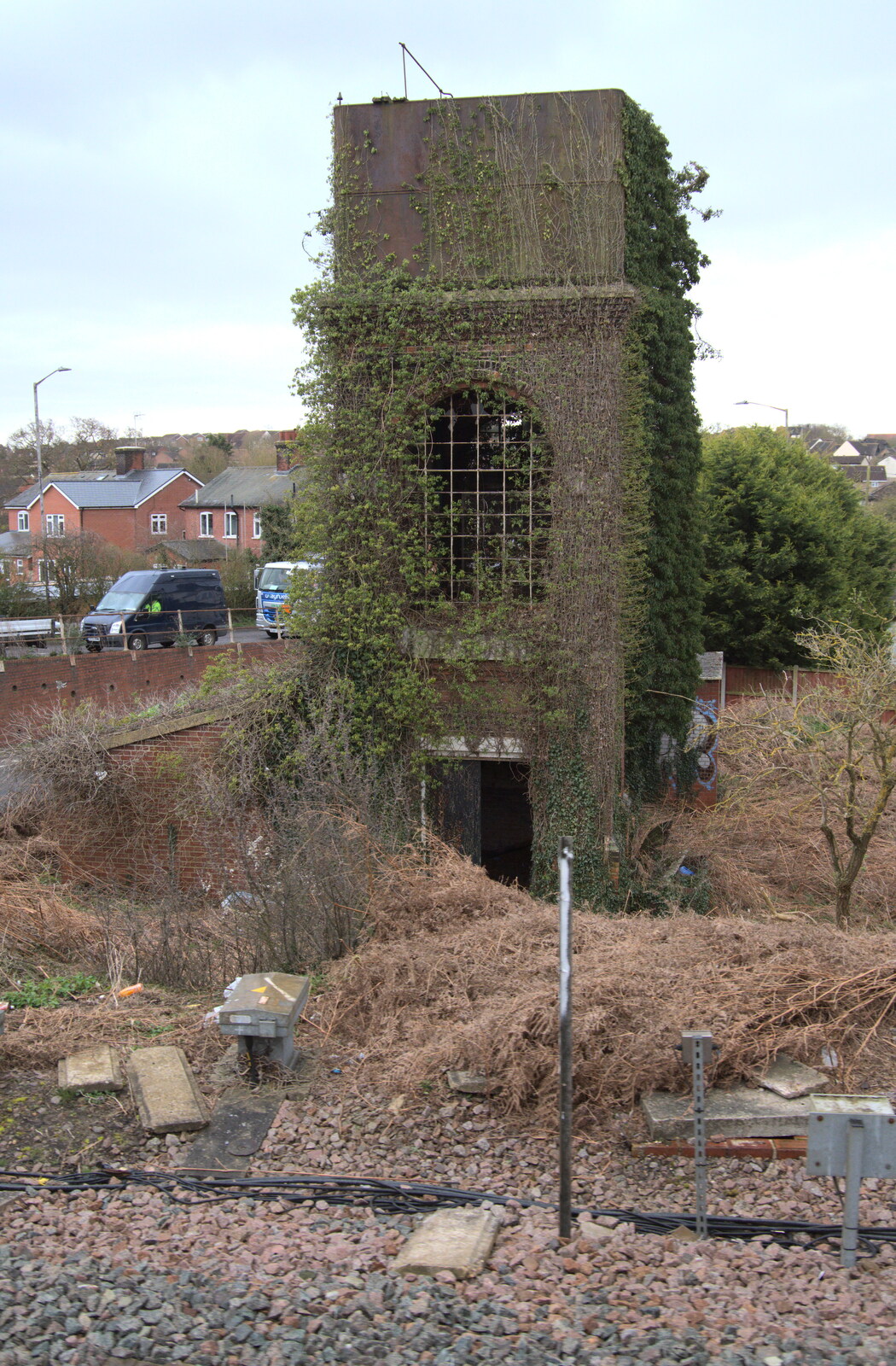 The derelict water tower in Manningtree from A SwiftKey Memorial Service, Covent Garden, London  - 13th March 2020
