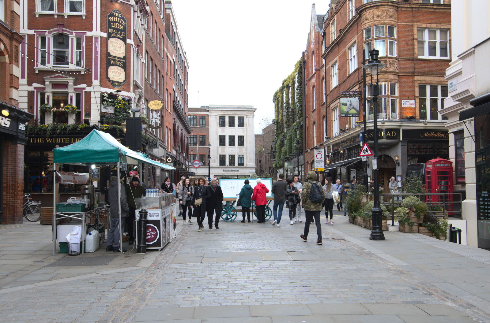 Looking back up James Street from A SwiftKey Memorial Service, Covent Garden, London  - 13th March 2020