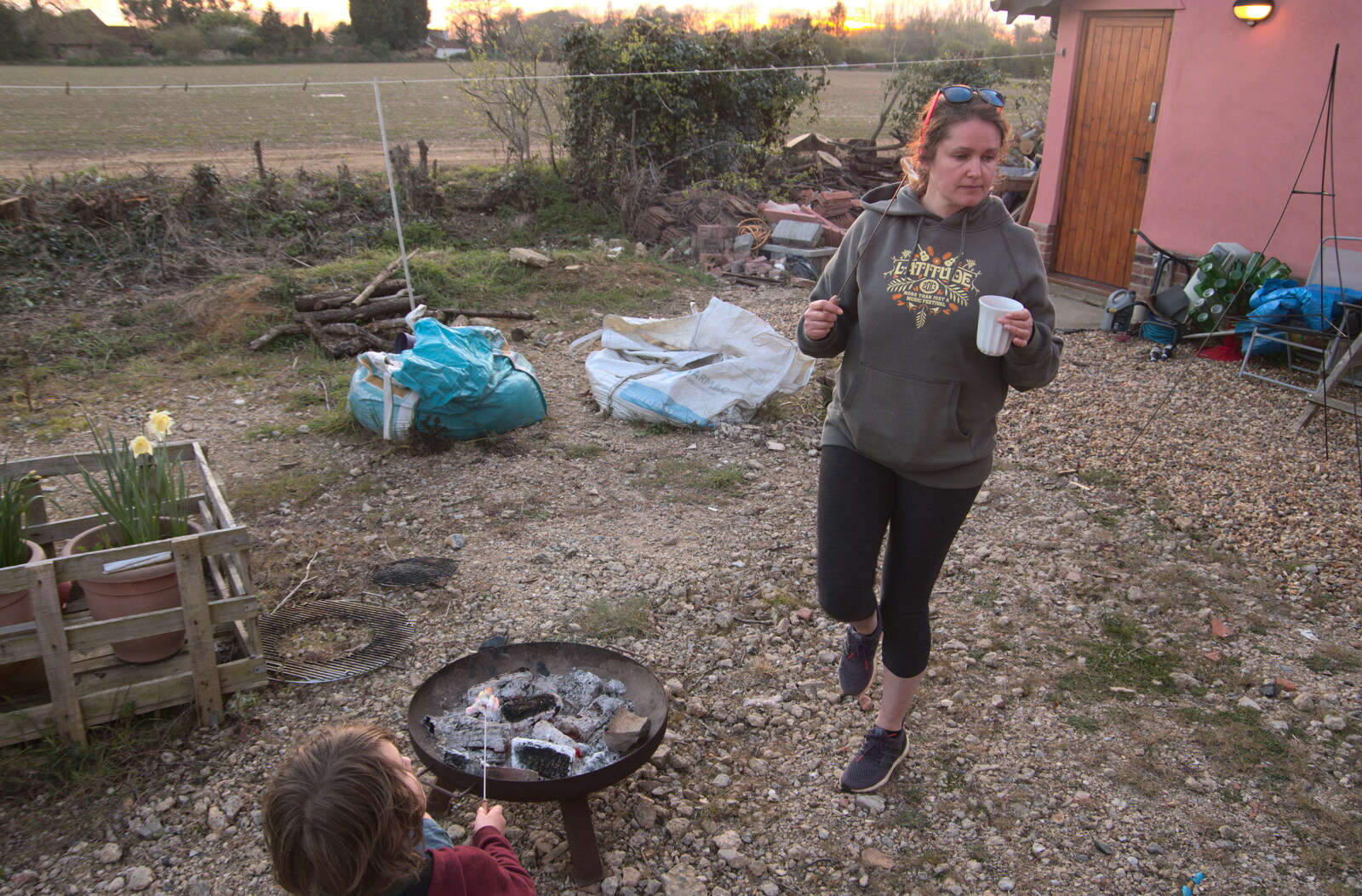 Isobel roams around with a hot chocolate from An April Lockdown Miscellany, Eye, Suffolk - 10th April 2020
