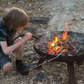 Harry blows some air on the fire, An April Lockdown Miscellany, Eye, Suffolk - 10th April 2020