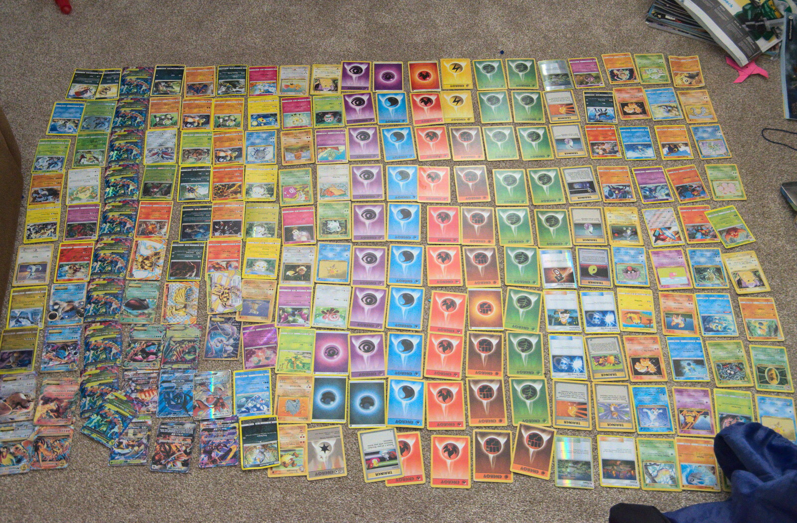 All the Pokémon cards are on Fred's bedroom floor from An April Lockdown Miscellany, Eye, Suffolk - 10th April 2020