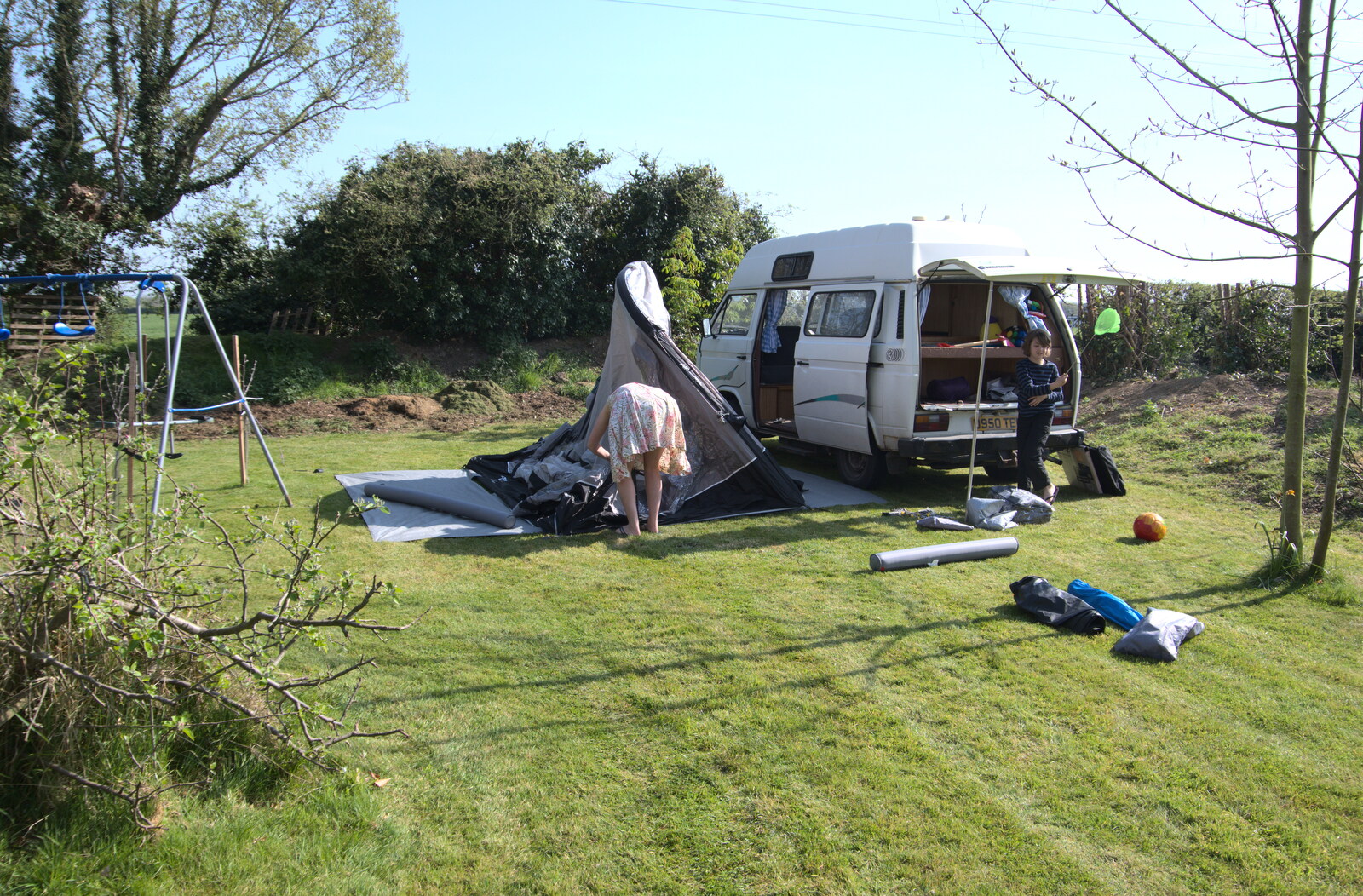 The van is parked at the bottom of the garden from A Weekend Camping Trip in the Garden, Brome, Suffolk - 11th April 2020