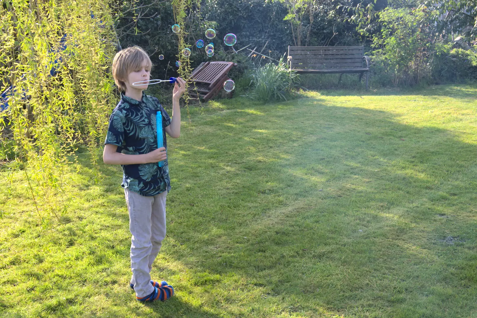 Harry does bubbles, from A Weekend Camping Trip in the Garden, Brome, Suffolk - 11th April 2020