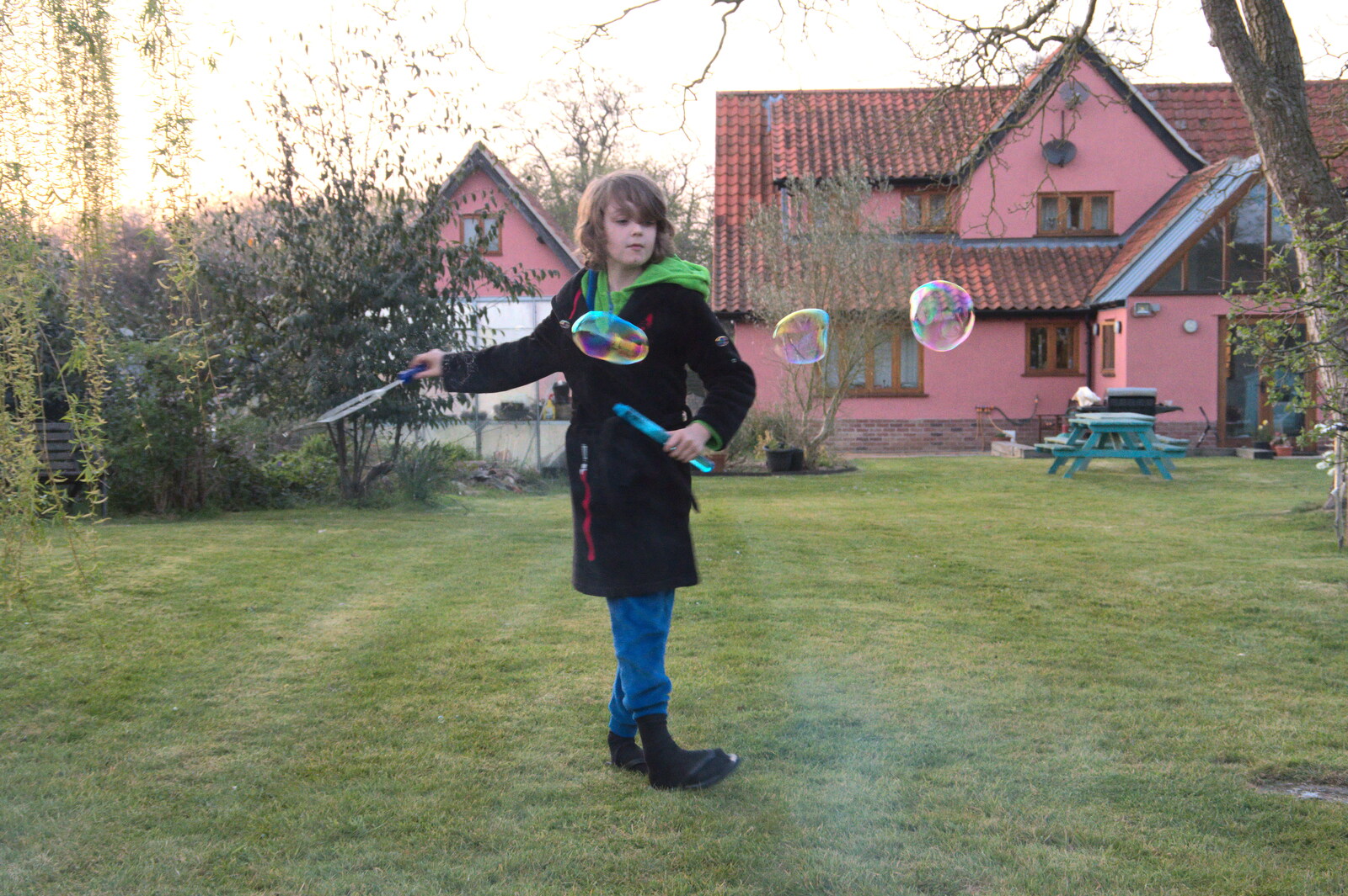 Fred does bubbles from A Weekend Camping Trip in the Garden, Brome, Suffolk - 11th April 2020