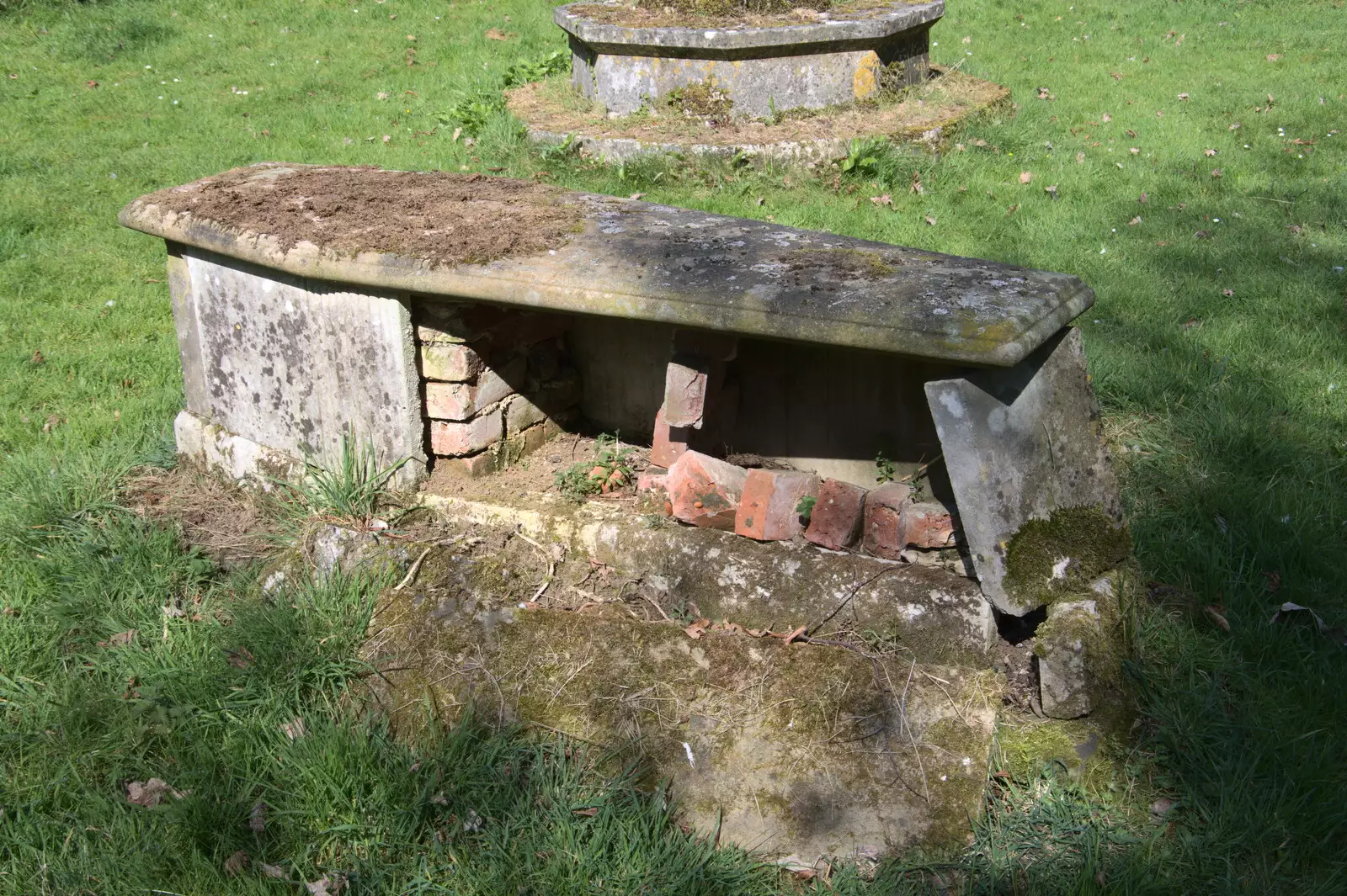 An exploded grave in Brome churchyard, from A Weekend Camping Trip in the Garden, Brome, Suffolk - 11th April 2020