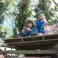 The boys have a picnic up a tree, A Weekend Camping Trip in the Garden, Brome, Suffolk - 11th April 2020