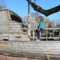 Fred sits on the empty pirate ship, The Lockdown Desertion of Diss, and a Bike Ride up the Avenue, Brome - 19th April 2020