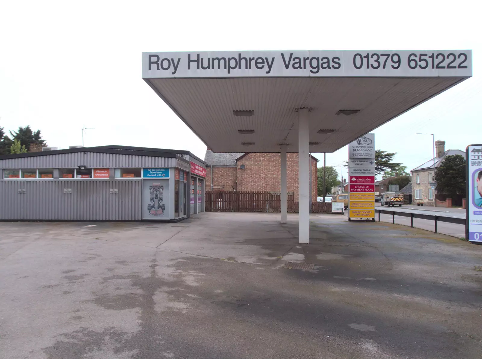 The old petrol station has been emptied, from The Lockdown Desertion of Diss, and a Bike Ride up the Avenue, Brome - 19th April 2020