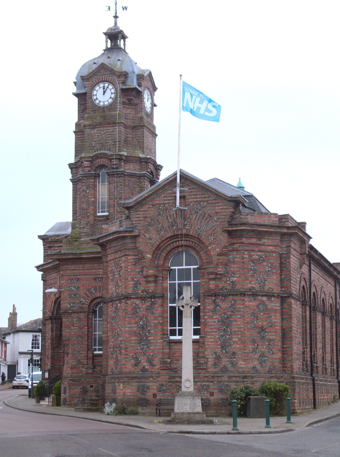 The Town Hall in Eye is flying an NHS flag from The Lockdown Desertion of Diss, and a Bike Ride up the Avenue, Brome - 19th April 2020