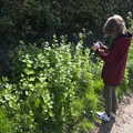 Fred takes a close-up of some foliage, Lost Cat and a Walk on Nick's Lane, Brome, Suffolk - 26th April 2020