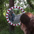 Isobel peers into a mirror, Lost Cat and a Walk on Nick's Lane, Brome, Suffolk - 26th April 2020