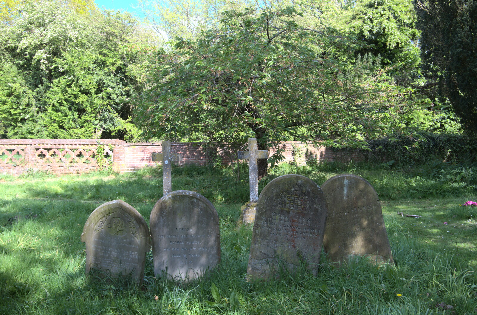 Grouped gravestones from Lost Cat and a Walk on Nick's Lane, Brome, Suffolk - 26th April 2020