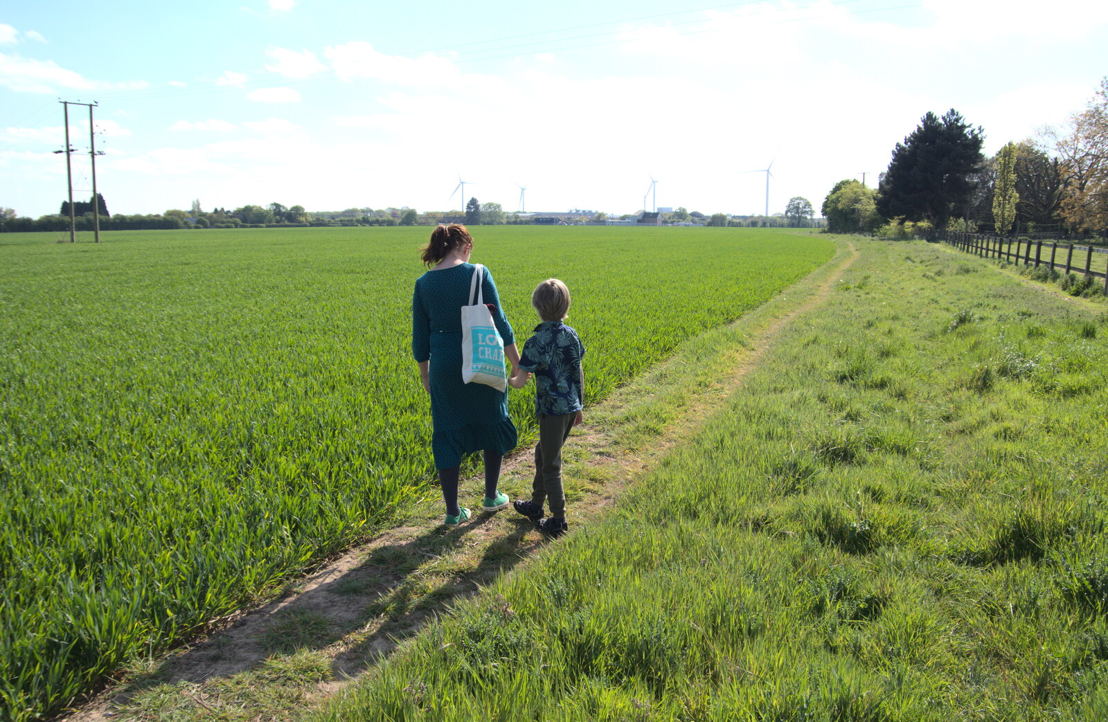 Isobel and Harry on the 100 acre field from Lost Cat and a Walk on Nick's Lane, Brome, Suffolk - 26th April 2020